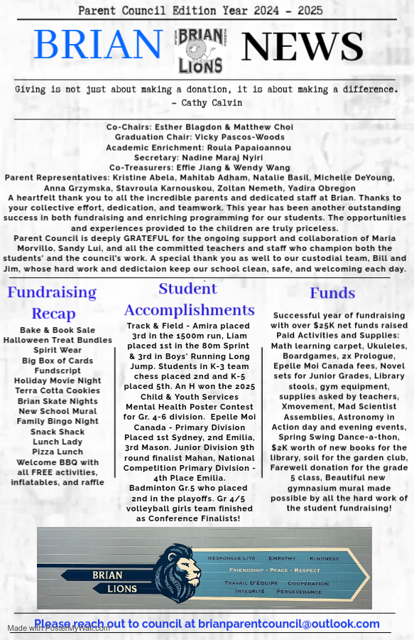 2024-2025 Brian Newsletter